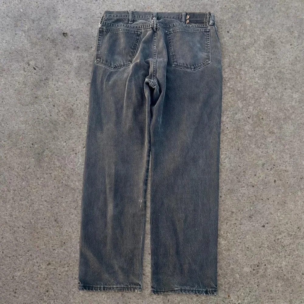 Vintage 2000s Black Wrangler Faded Distressed Denim Jeans 35x28 Skater Y2K